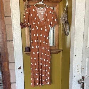 A New Day Burnt orange and White Dress